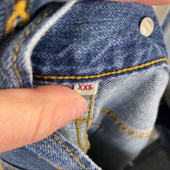 Levis Overalls Size XXS Denim Dungarees Blue Cotton Jumpsuit Casual Bib‎ Style - Picture 9 of 11